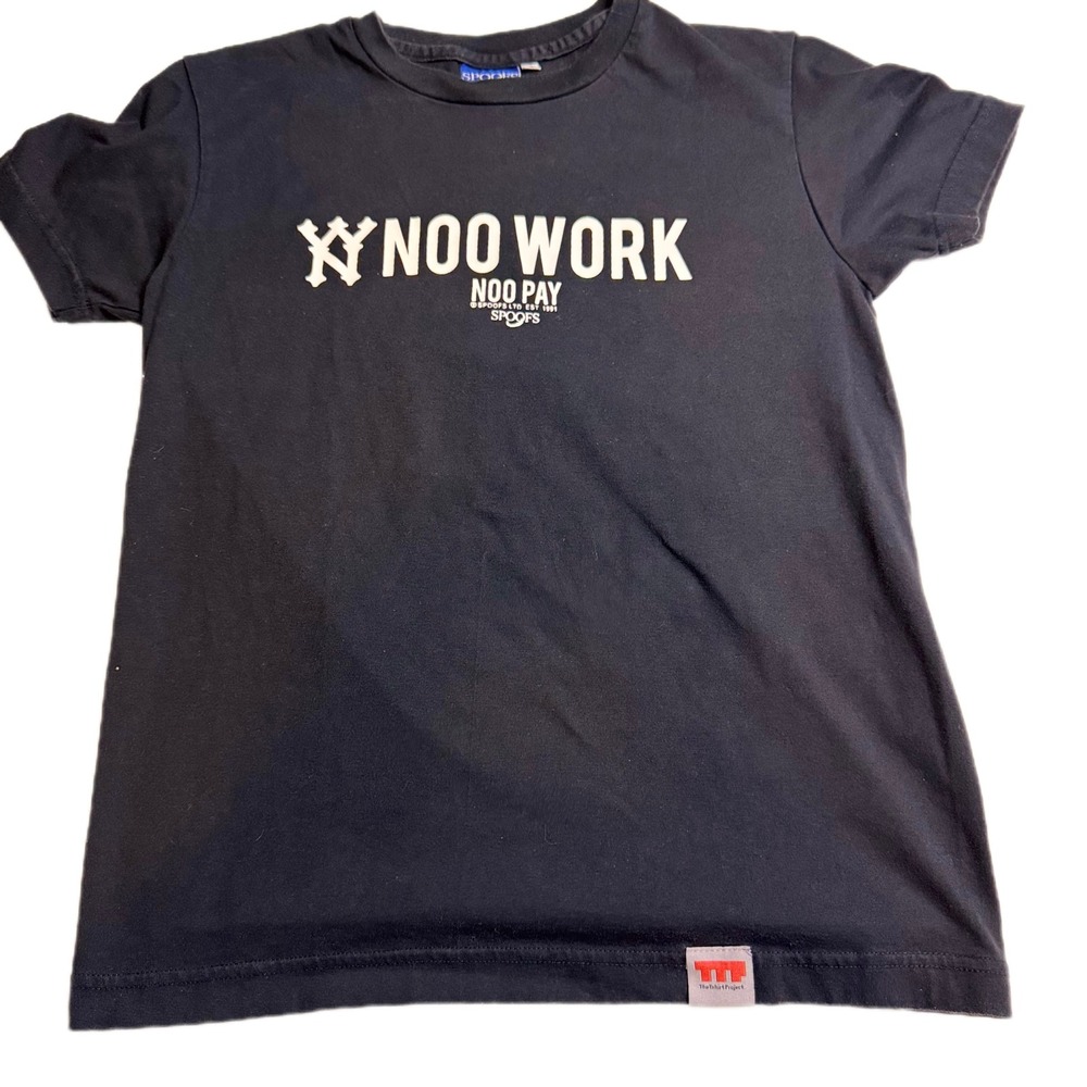 Spoofs (Zoo York)Noo Work Noo Pay‎ Graphic Print Short Sleeve T-Shirt Men's Sz S